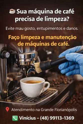 Limpeza e manutenção de máquinas de café - Grande Florianópolis