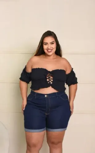 Short Jeans Elastano Com Lycra