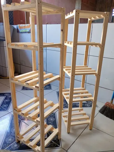 2 Prateleiras coluna de pinus 120 x 35 x 30 cm