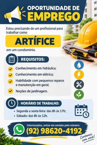 Vaga de Emprego ARTIFICIE