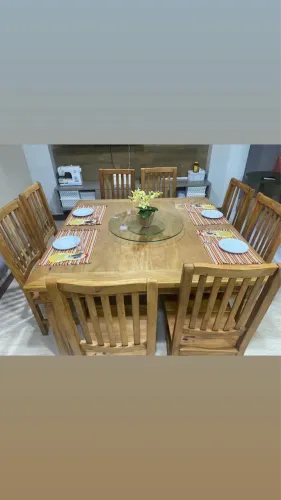 Vendo mesa de demolição - madeira peroba rosa com 8 cadeiras + disco rotatório 