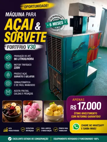 Máquina de Fabricação de Açaí e Sorvete Fortfrio V30