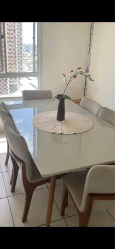 Mesa Laca com Vidro 6 lugares