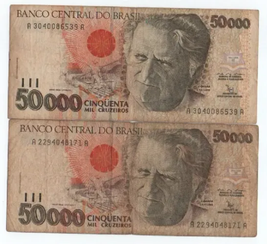 Nota histórica de 50.000 Cruzeiros - Colecionador