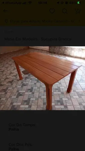 MESA DE MADEIRA - SUCUPIRA BRANCA