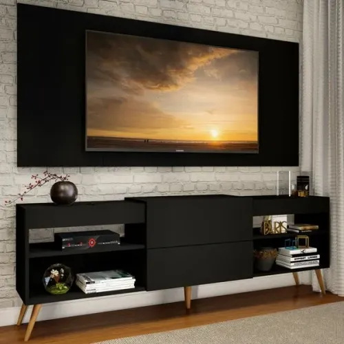 Rack com Painel para Tv até 60'', 160 cm, cor preta, produto novo, na caixa .
