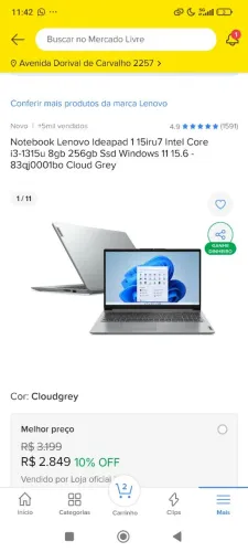 "Notebook Lenovo Ideapad 115iru7 - 8GB RAM, 256GB SSD, Ótimo Custo-Benefício"