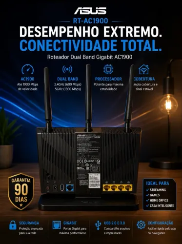 Roteador ASUS RT-AC1900 Dual Band Gigabit ? Completo, funcionando 100%