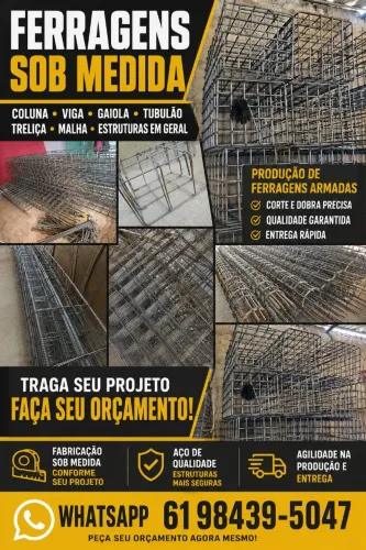 Ferragens sob medida Coluna Viga Gaiola Malha Trelica