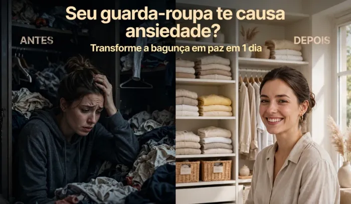Organizadora de guarda roupa - Transforme a bagunça em paz em 1 dia