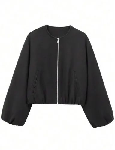NUNCA USADA!, Jaqueta (M) Moda Feminina, Casual Preta Para Outono/Inverno