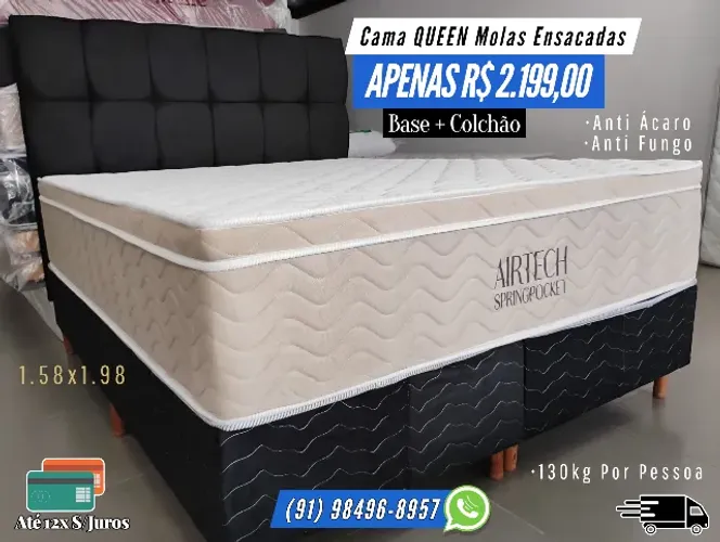 CAMA QUEEN ORTOBOM AIRTECH MOLAS ENSACADAS