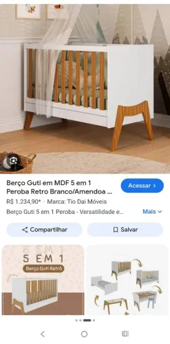 Berço Multifuncional com Colchão usado 