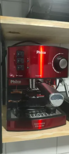 Cafeteira expresso Philco inox vermelho