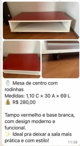 MESA DE CENTRO LAQUEADA SEMI NOVA 