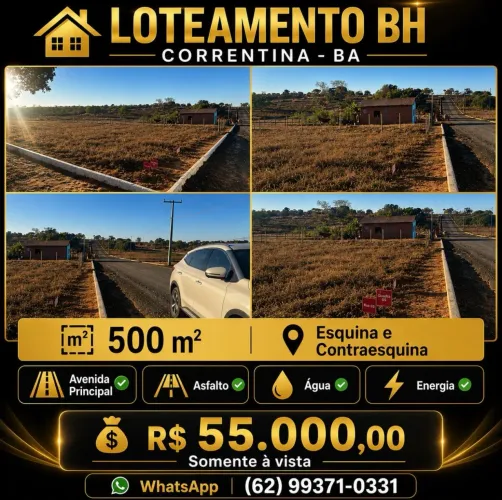 Loteamento Correntina ba - Bh 500 metros - esquina