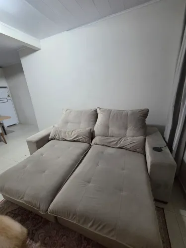 Sofá reclinavel 230cm higienizado e impermeabilizado - suede com molas.
