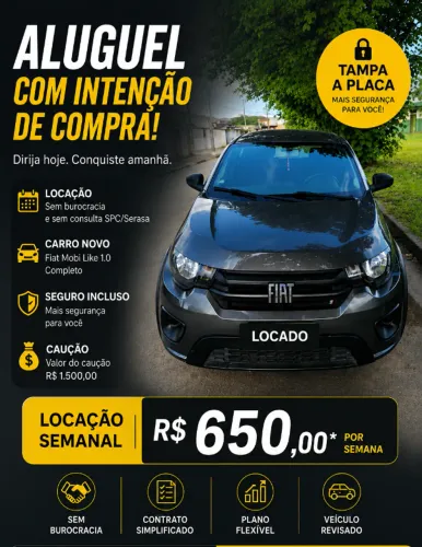 Locação de veículo para motorista de aplicativo