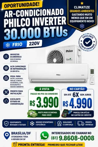 Ar-Condicionado Philco Inverter 30.000 BTUs 220V