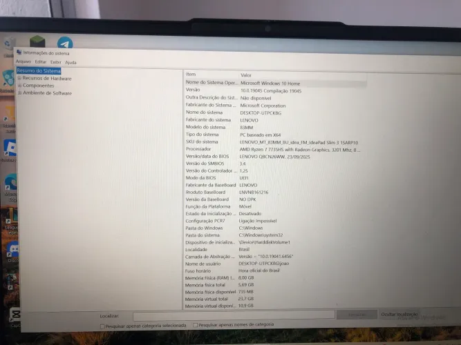 Notebook Lenovo ryzen 7 7735