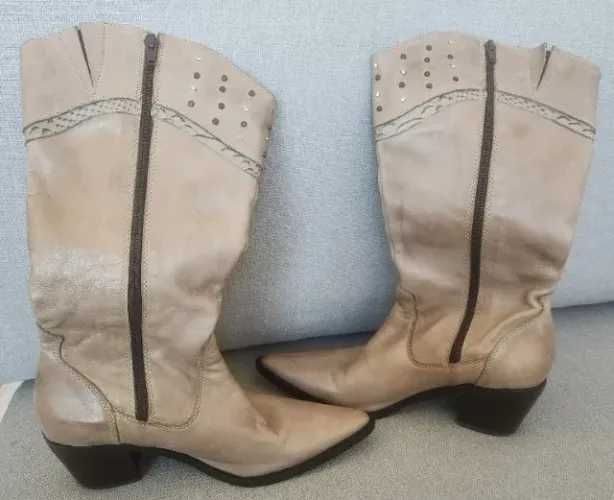 Bota Viviana - Feito a Mão - Couro - Cano Longo nº35