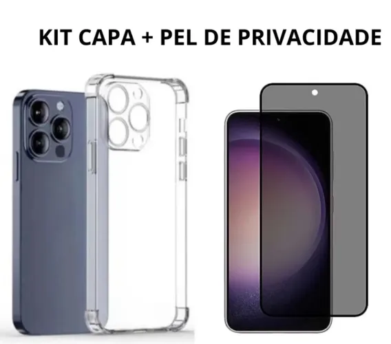 Capa e película privacidade para iPhone 15. <br><br> R$:15,00 uni