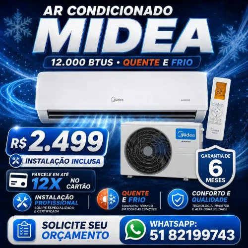AR-CONDICIONADO 12.000BTUs Mideia Quente e Frio