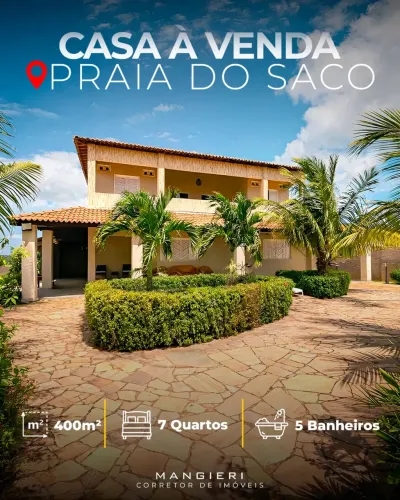Casa à Venda na Praia do Saco 7 Quartos, Piscina e Próxima ao Mar