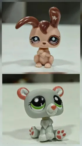 Littlest Pet Shop Urso Polar #1747 e #737 Coelho Chocolate Hasbro