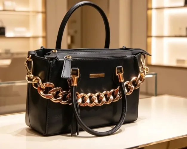 Bolsa de couro genuíno preta