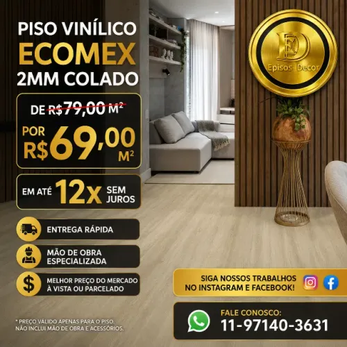 Piso Vinilico Ecomex 2mm colado