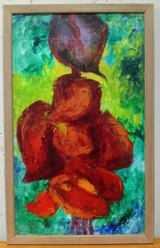 Óleo sobre tela - Anacyr - Tulipa Vermelha - 30 x 50 cm 