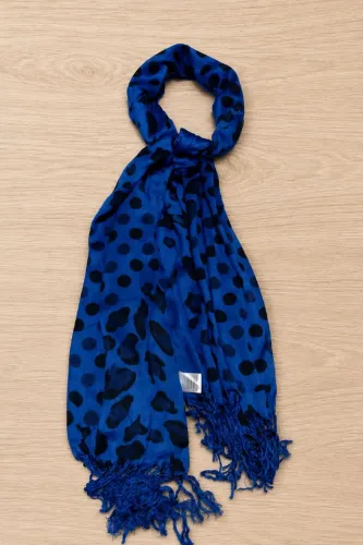 Cachecol feminino azul com estampa 