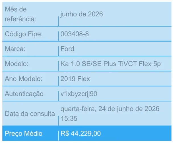 Ford KA 1.0 Se/se Plus Tivct Flex 5P 2019