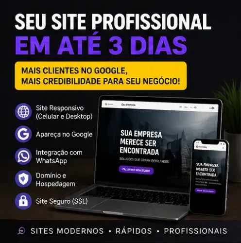 Seu Site Profissional em Até 3 Dias + Google + WhatsApp