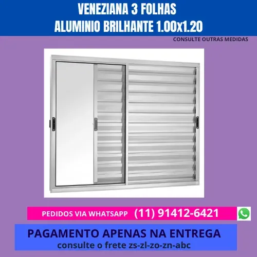 janela veneziana com vidros 3 folhas