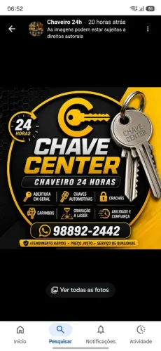 Chaveiro disponível 24h *