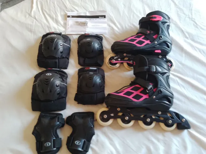 Patins mais kit com 02 joelheira 02 cotoveleira 02 munhequeira
