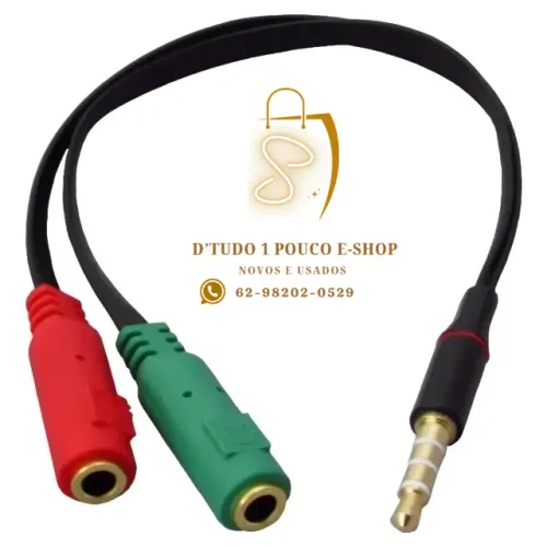 Cabo Adaptador P3 (p2 Combo) P/ Fone E Microfone Headset-NOVO