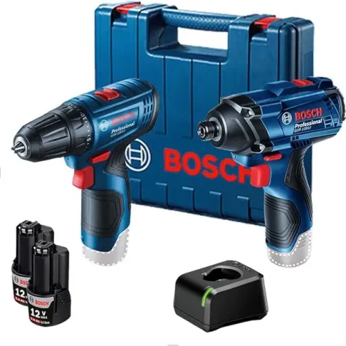 Parafusadeira/furadeira impacto GSb 120-LI e Chave de Impacto GDR 120-LI com 2 baterias,