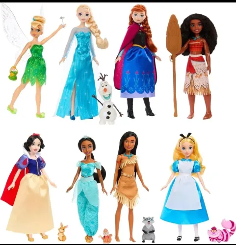 BONECA BARBIE PRINCESAS DISNEY MATTEL PACK COMPLETO COM 8 BONECAS NOVO LACRADO