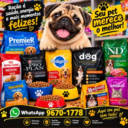 Vendo ração todo tipo para gato e cachorro e faço entrega