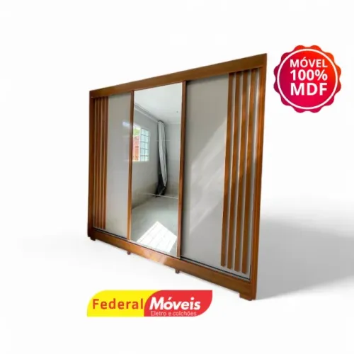 Guarda Roupa Off White 100% MDF c/ Espelho 4 Gavetas 3 Portas TEMOS CREDIÁRIO