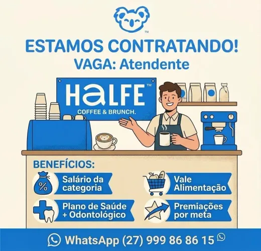 Vagas para atendente em cafeteria - Vitoria e Praia da Costa