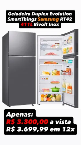 Geladeira Samsung RT42 inox 411L inverter