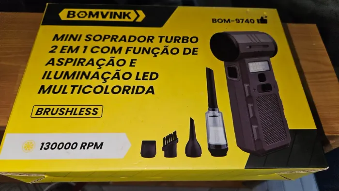 MINI SOPRADOR TURBO 2 EM 1 COM FUNÇÃO DE ASPIRAÇÃO ILUMINAÇÃO LED MULTICOLORIDA