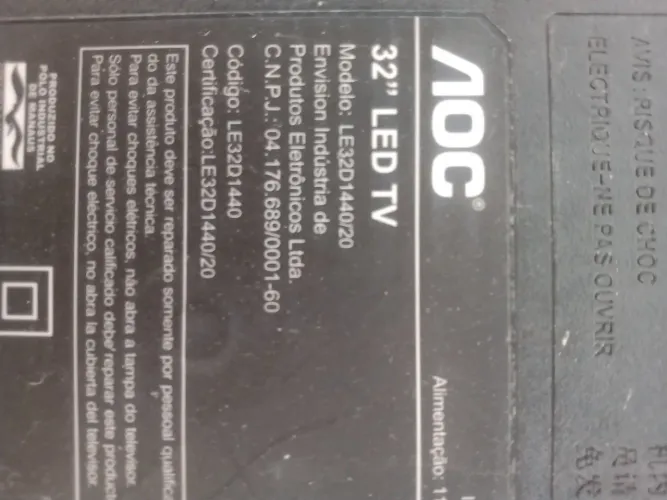 Tv AOC le32d1440/20 tela ruim placas boas
