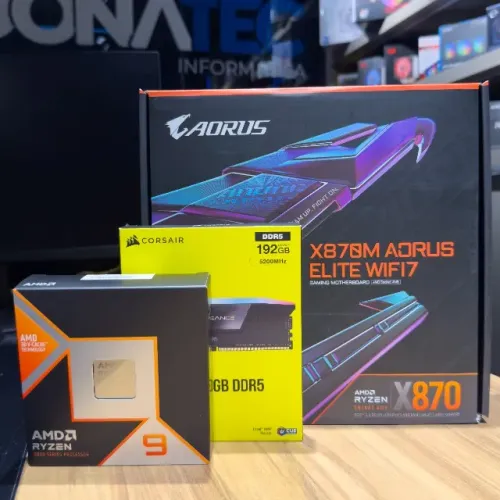 Kit Upgrade Processador AMD Ryzen 9, Placa Mãe X870 Aorus, 192GB DDR5