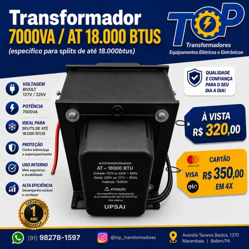 Transformador 7.000Va - Splits de até 18.000 BTUs