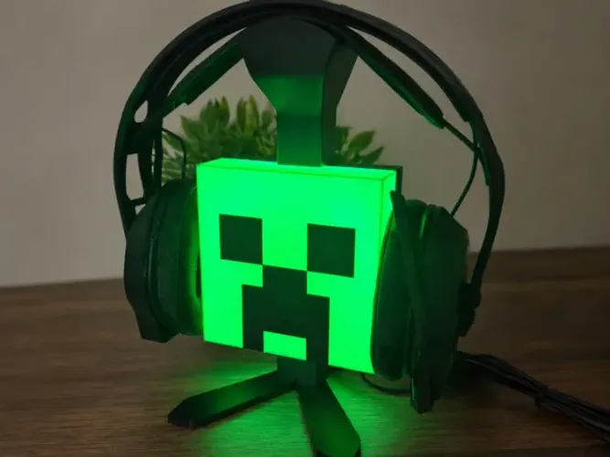 Suporte para Headset Minecraft Creeper - Edição Luminosa